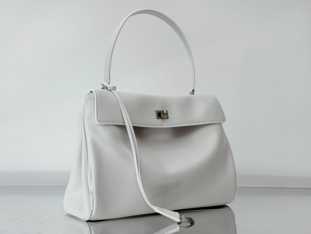 Balenciaga Small Bag 29 White Calfskin Sliver Hardware