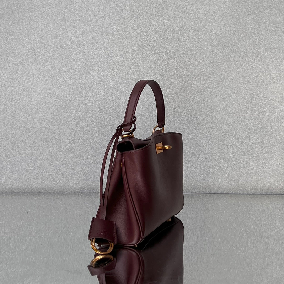 Balenciaga Mini Bag 22 Burgyndy Calfskin Gold Hardware