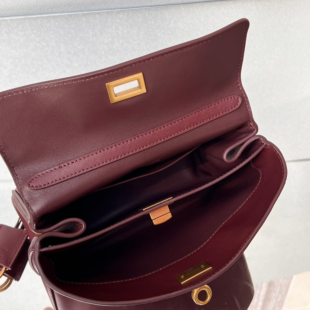 Balenciaga Mini Bag 22 Burgyndy Calfskin Gold Hardware
