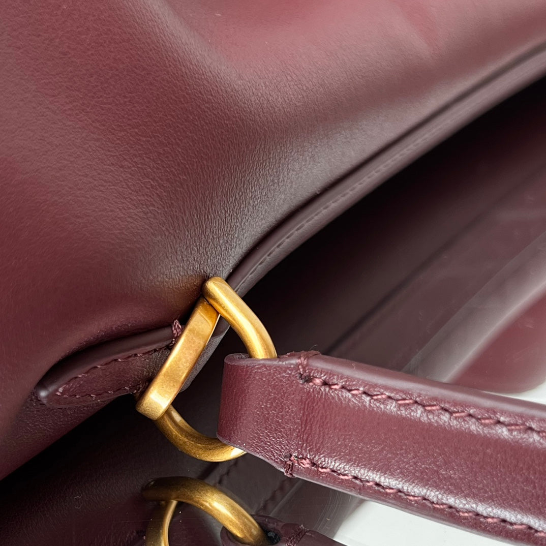 Balenciaga Small Bag 29 Burgyndy Calfskin Gold Hardware