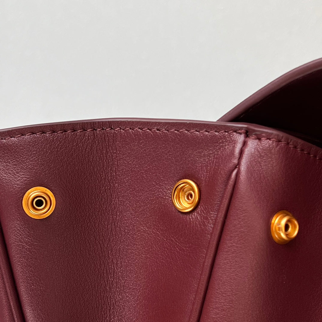 Balenciaga Small Bag 29 Burgyndy Calfskin Gold Hardware