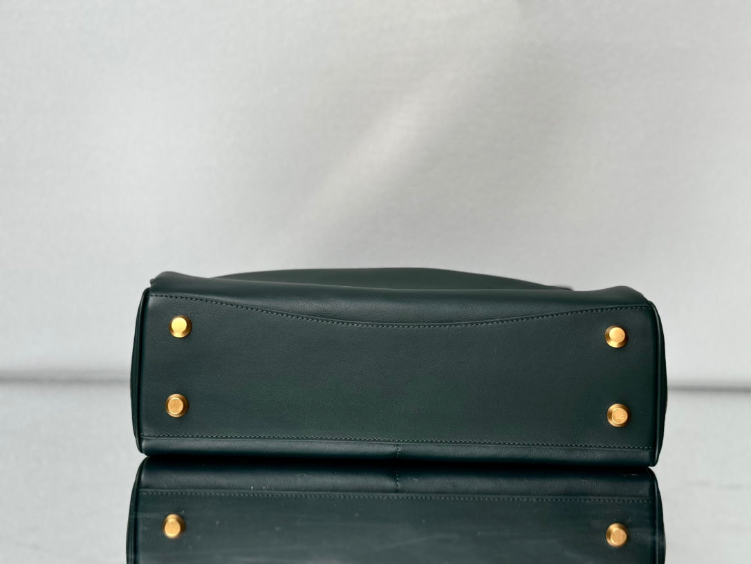 Balenciaga Medium Bag 35 Dark Green Calfskin Gold Hardware
