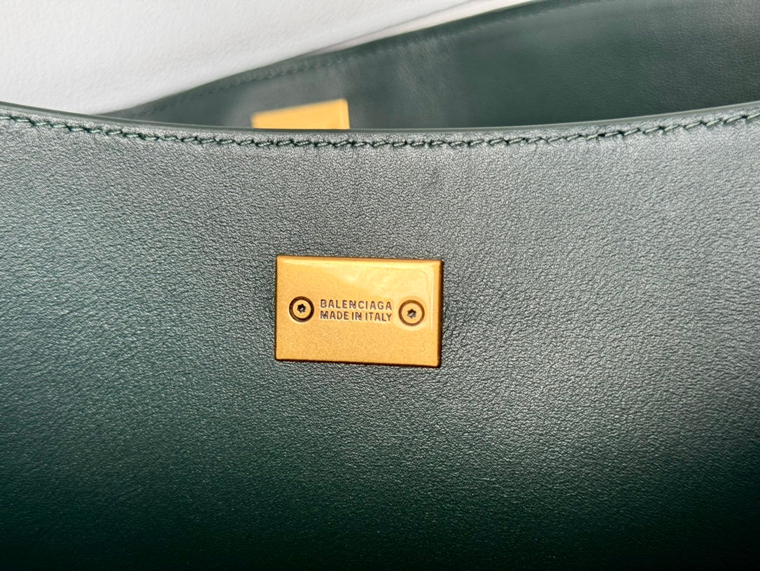 Balenciaga Medium Bag 35 Dark Green Calfskin Gold Hardware