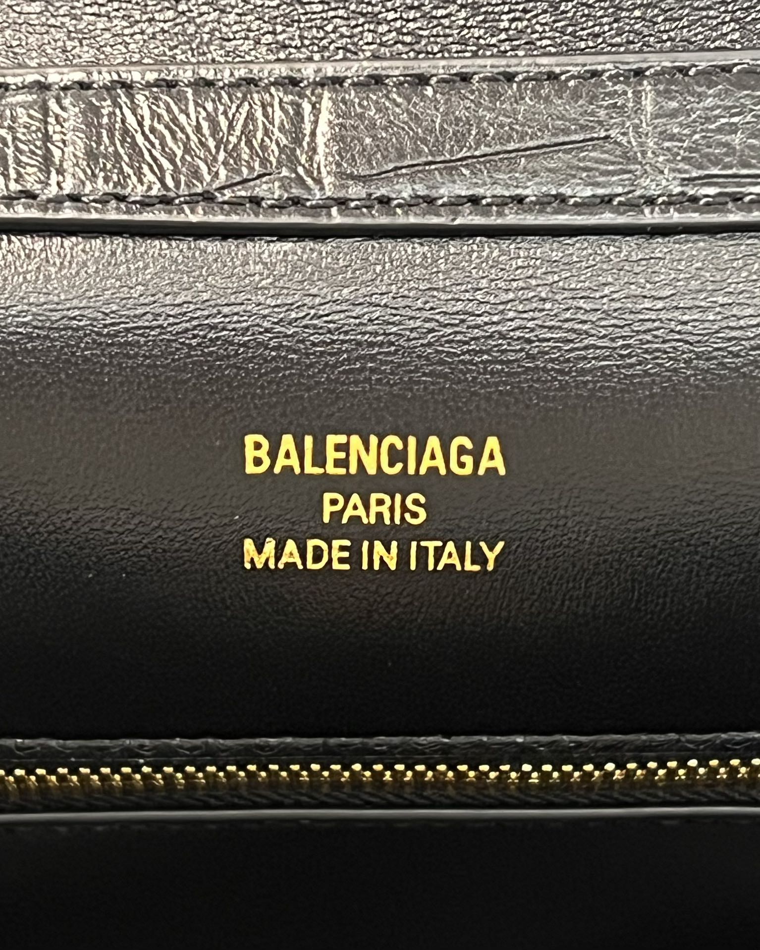 Balenciaga Large  Rodeo Crocodile Embossed Bag 40 Black Leather Gold Hardware