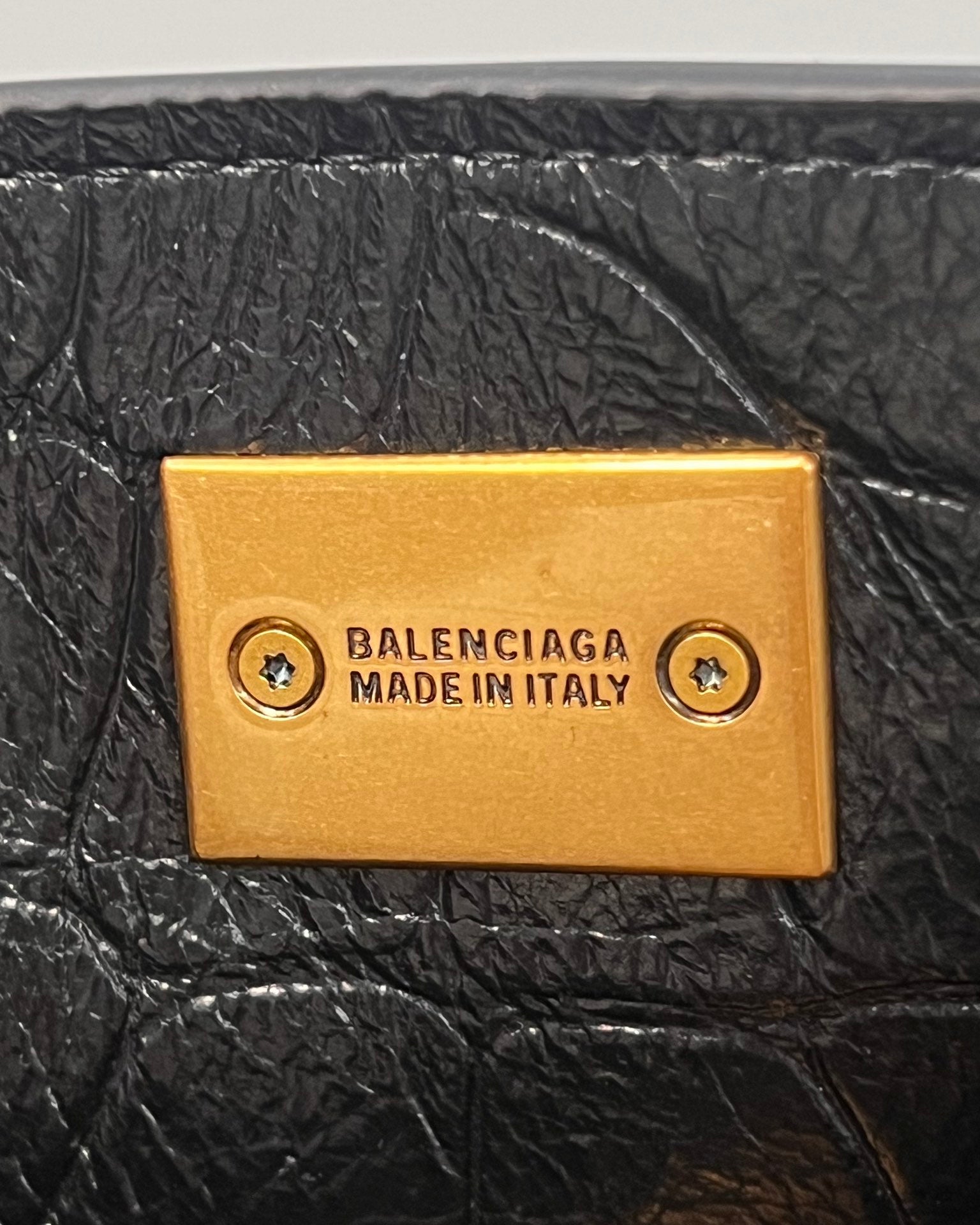 Balenciaga Large  Rodeo Crocodile Embossed Bag 40 Black Leather Gold Hardware