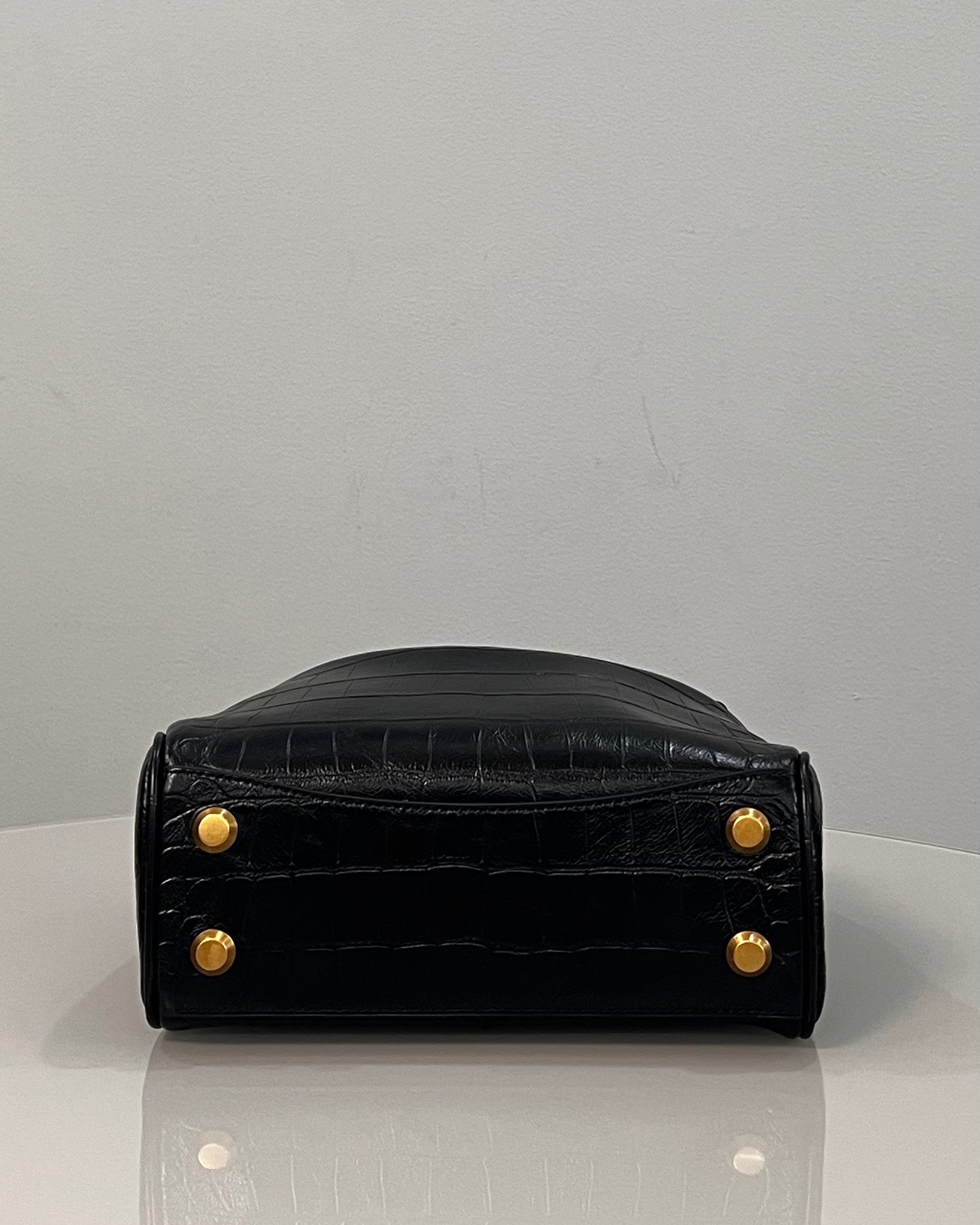Balenciaga Mini Rodeo Crocodile Embossed Bag 22 Black Leather Gold Hardware