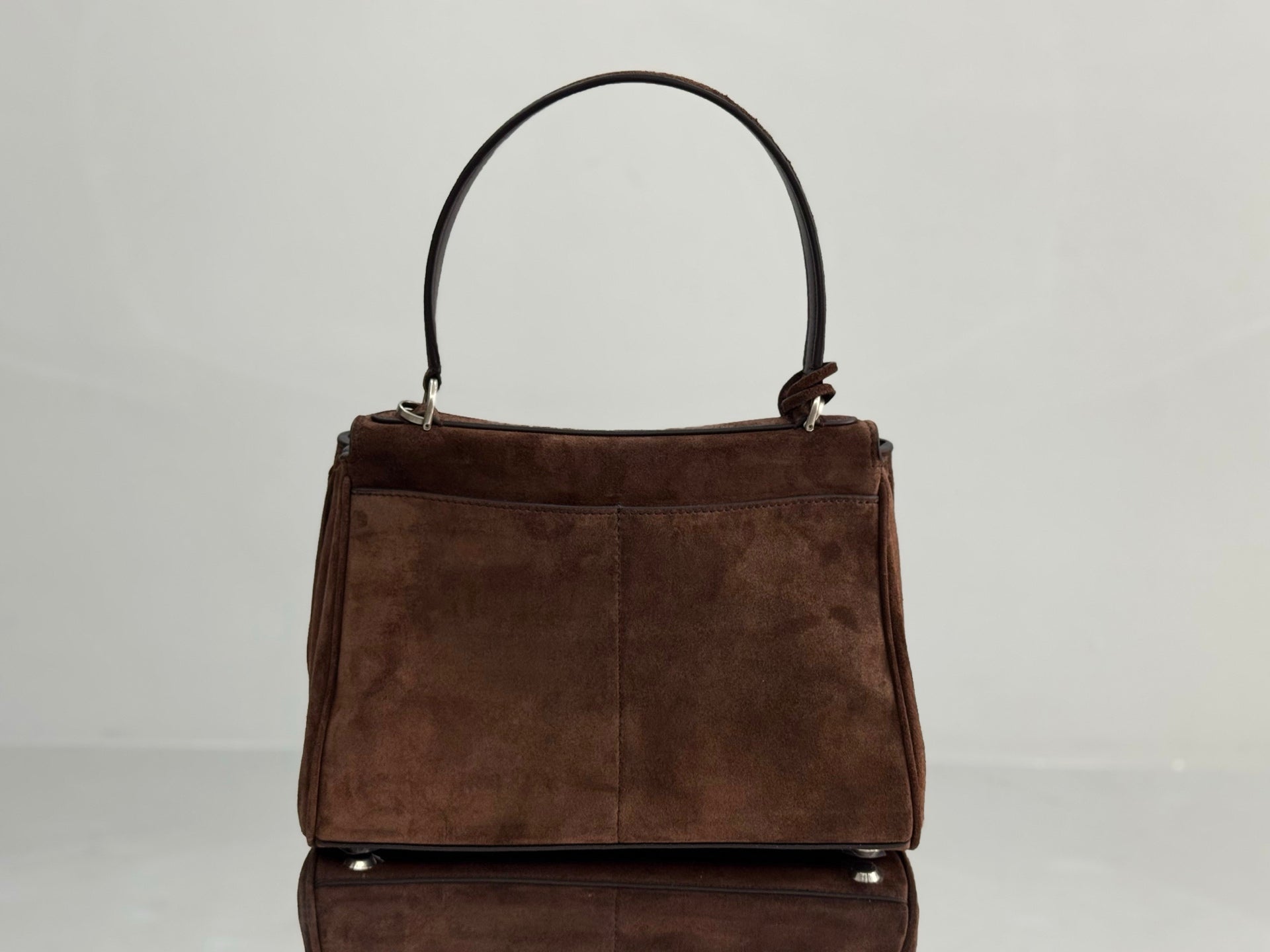 Balenciaga Large Small Bag 29 Coffee Brown Suede Sliver Hardware