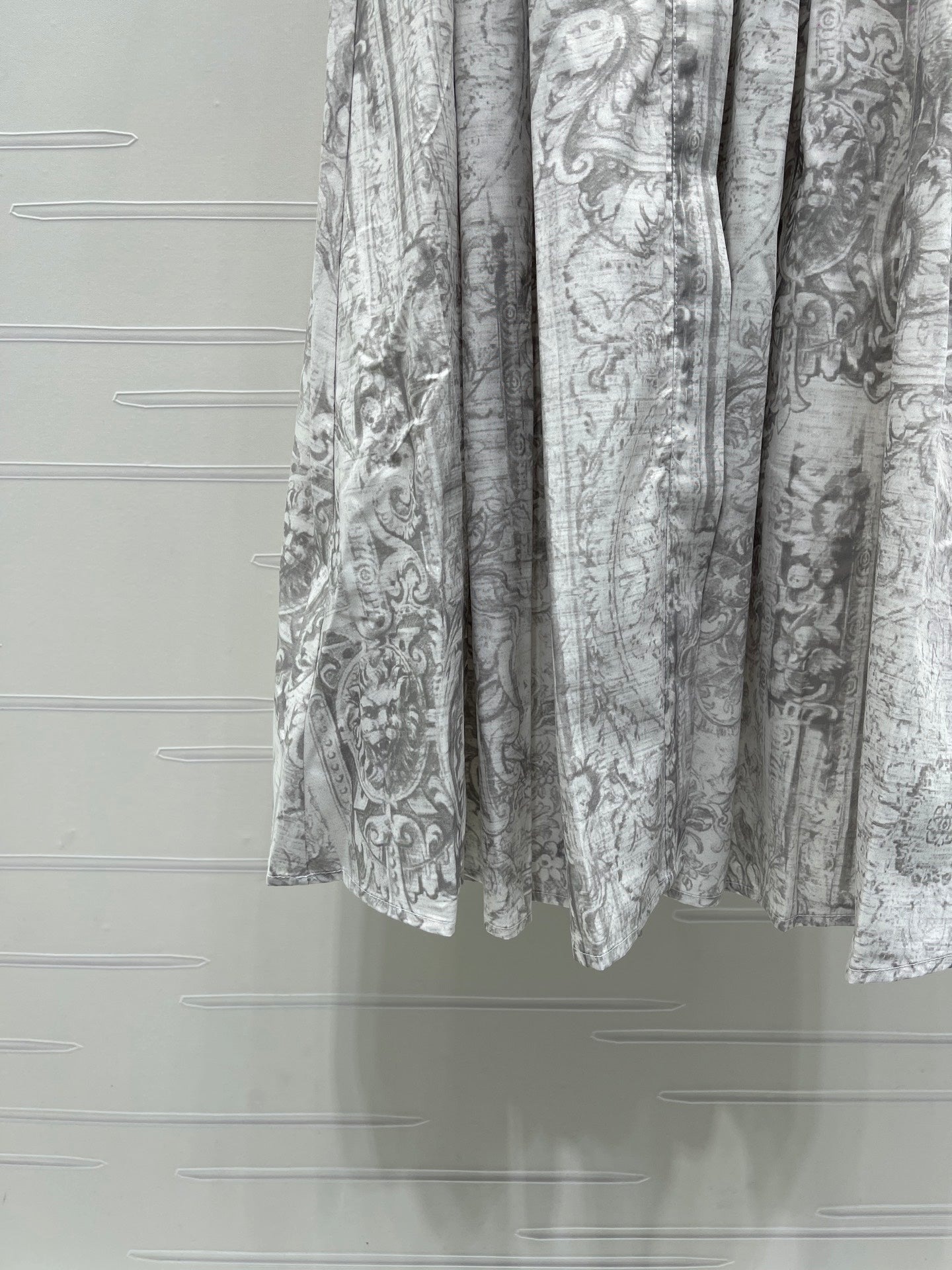 Dior 2026 Printed Short-Sleeve Dress White Grey Polyester
