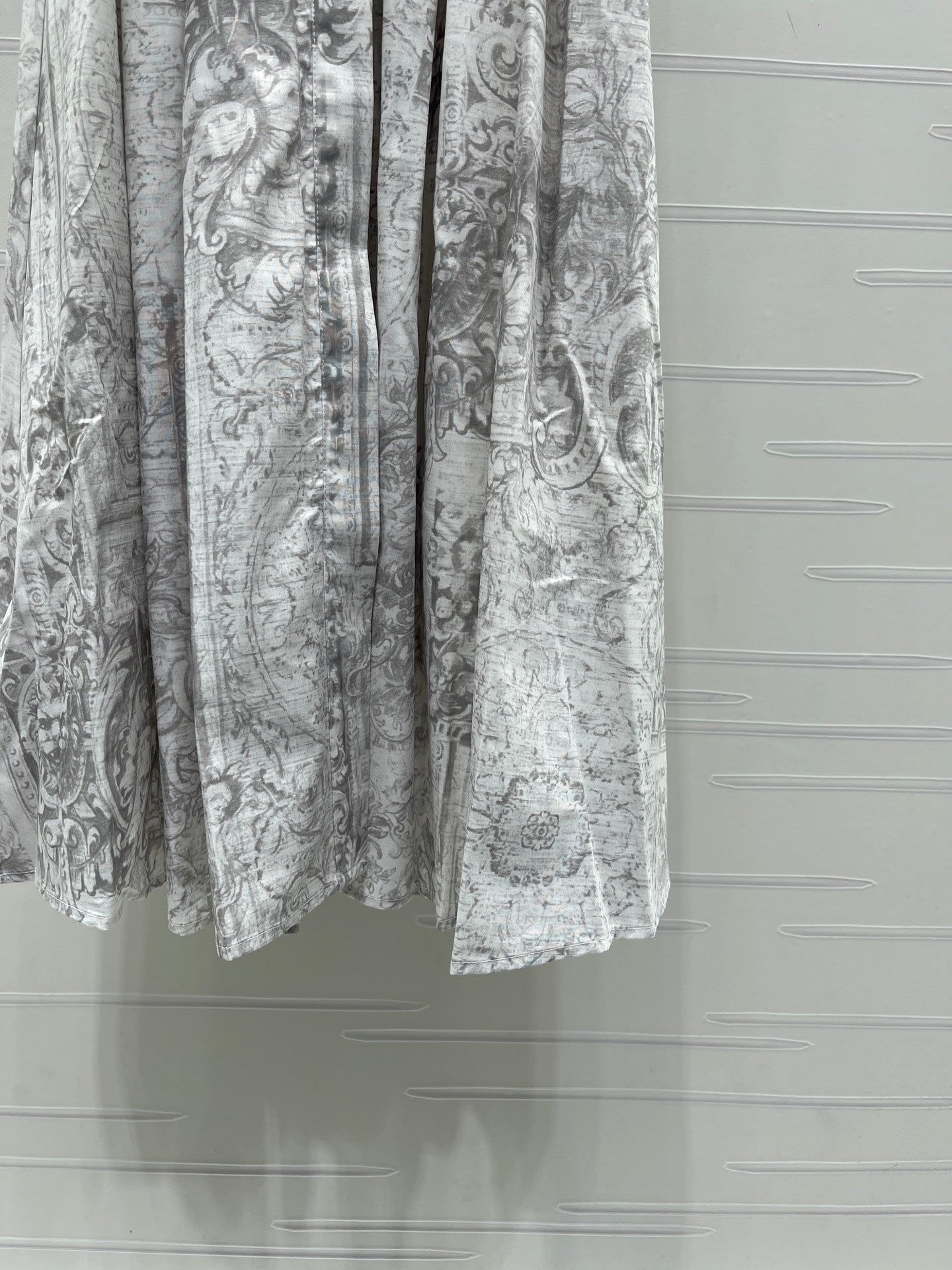 Dior 2026 Printed Short-Sleeve Dress White Grey Polyester