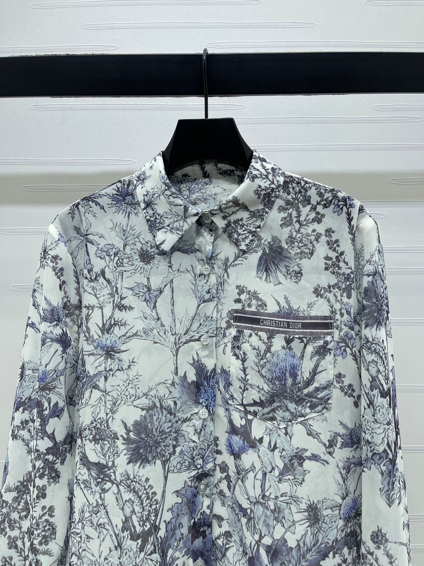 Dior 2026 Print Logo Shirt White Blue Polyester