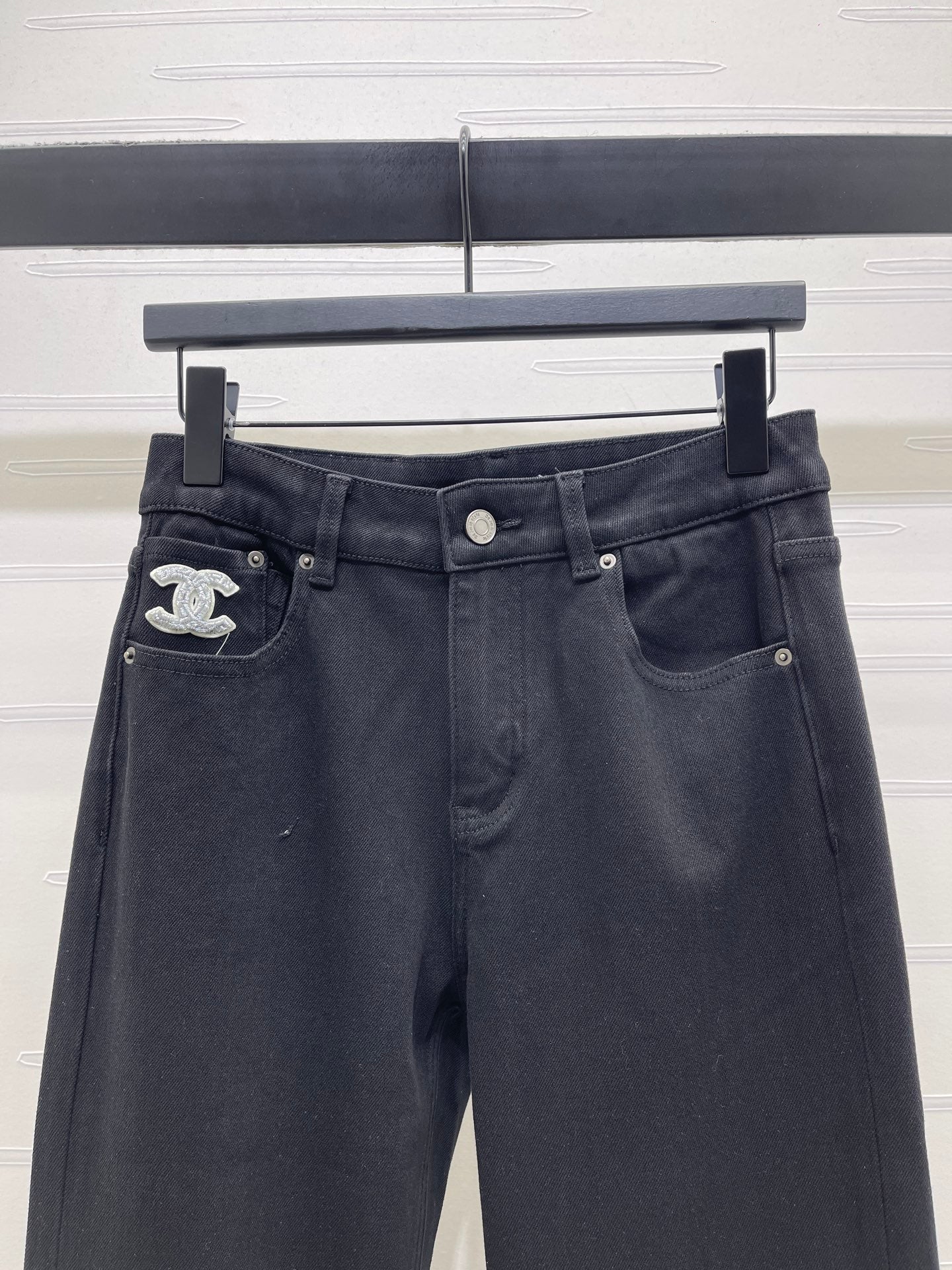 Chanel 2026 Slim-fit Flared Jeans Black Cotton 669869