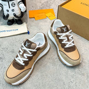 LV 26ss Classic Sneaker Brown Beige Mesh Suede 625424