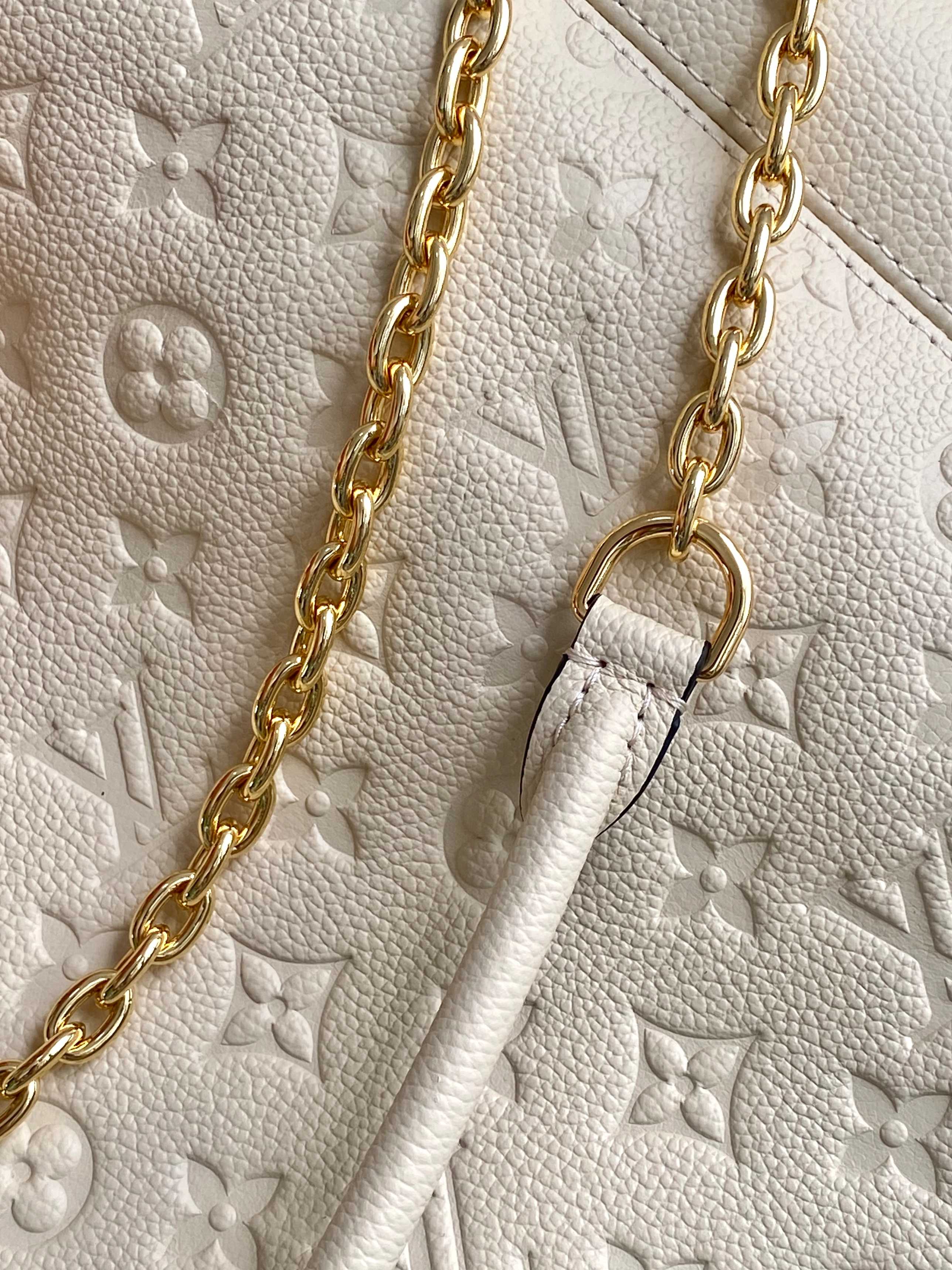 Anytime 42cm Tote Bag Cream Gold Empreinte leather 250725