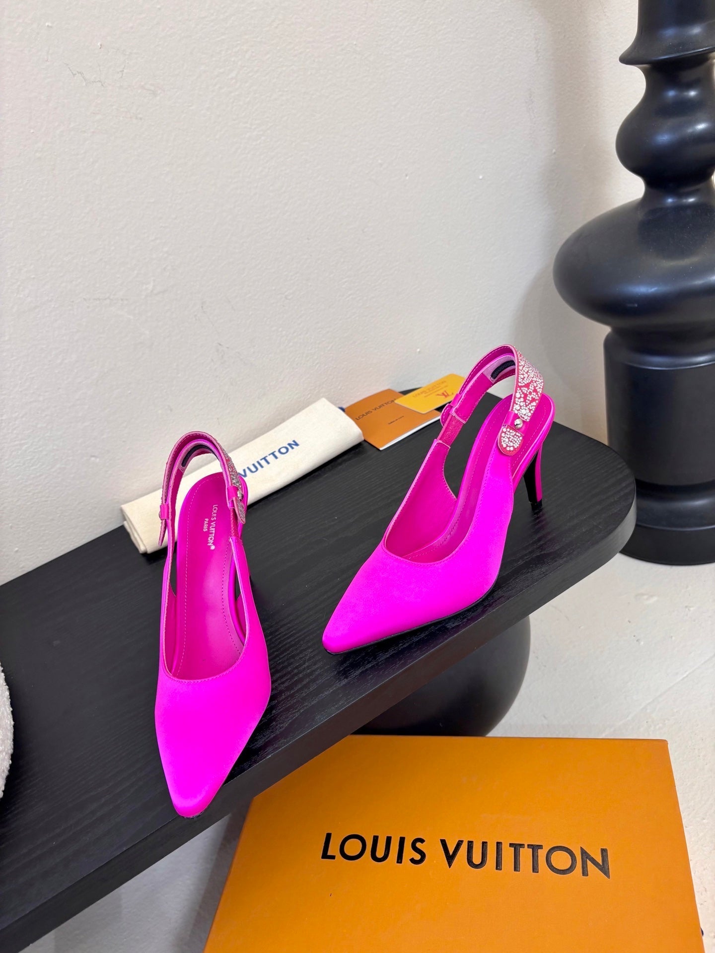 LV 26ss Legacy Slingback 90 Hot Pink Silk 627243