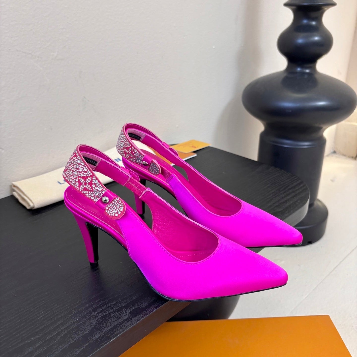 LV 26ss Legacy Slingback 90 Hot Pink Silk 627243