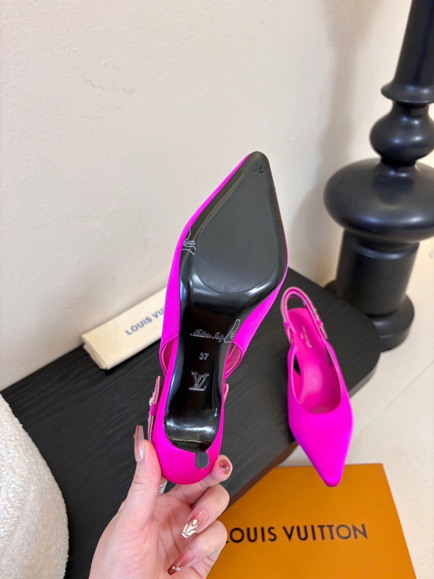 LV 26ss Legacy Slingback 60 Hot Pink Silk 627245