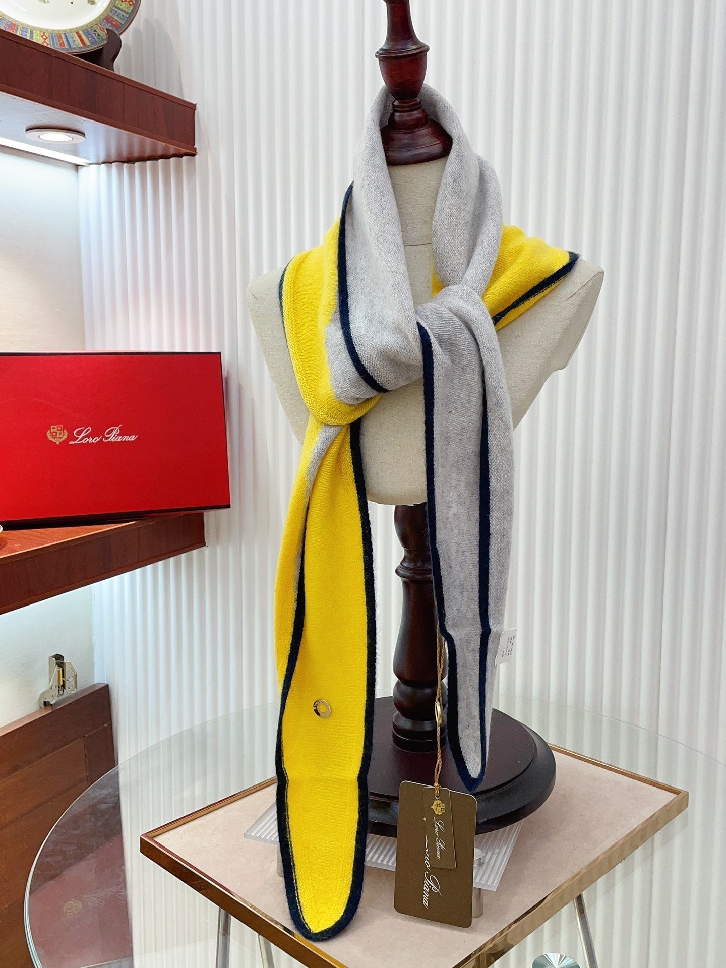 LP Yodo Scarf 150 CM In Grey Mix Yellow Cashmere  130489
