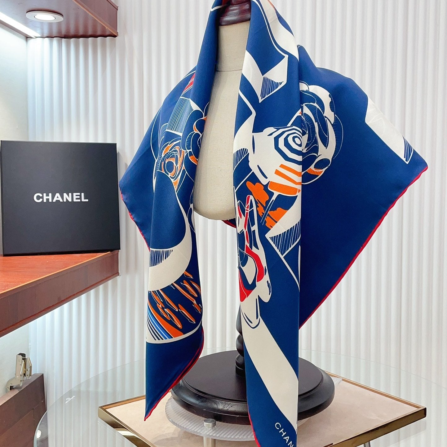 CC Square Scarf 90 CM In Blue Colorful Silk Twill  211097