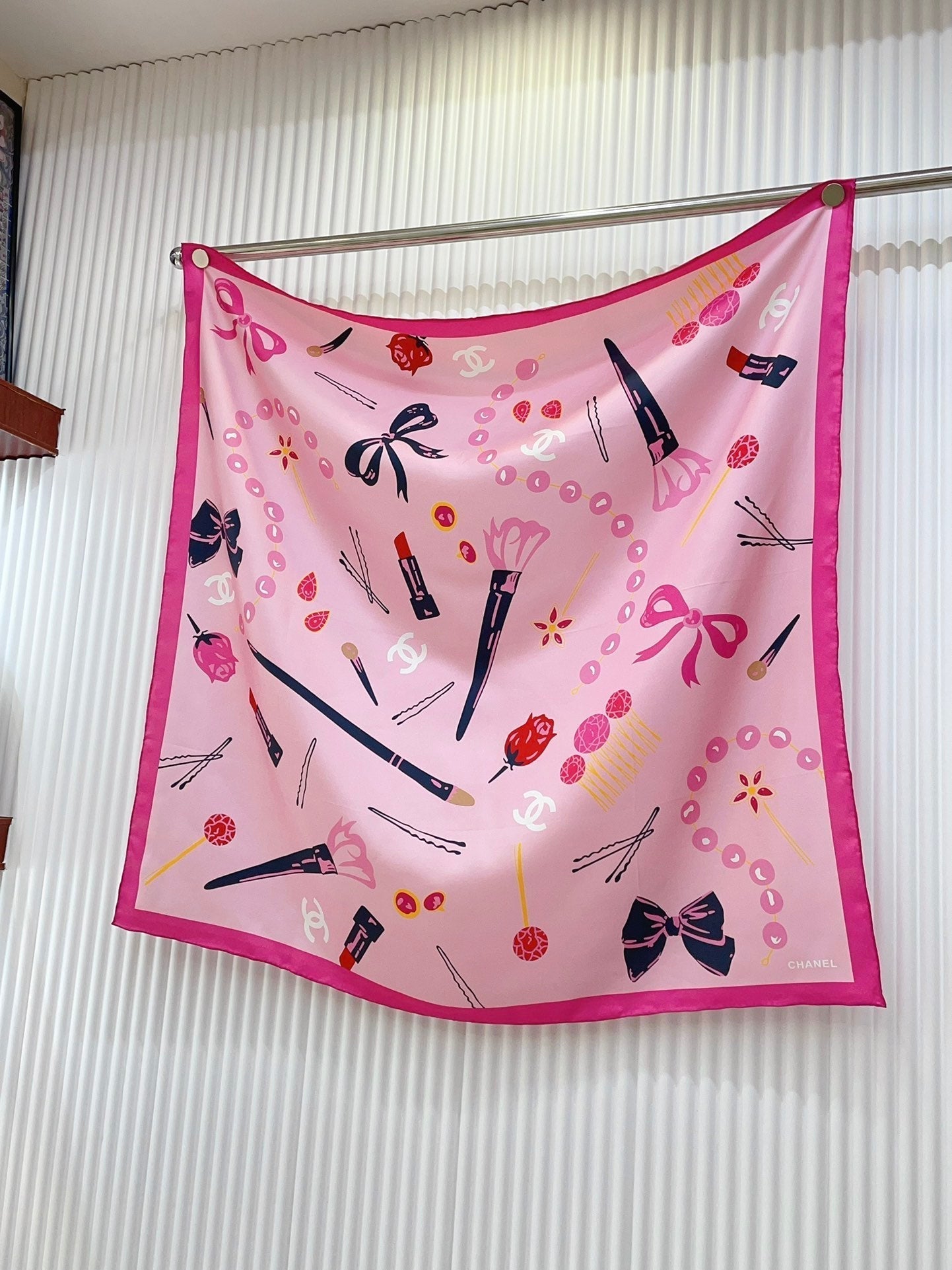 CC Square Scarf 90 CM In Pink Colorful Silk Twill 213689