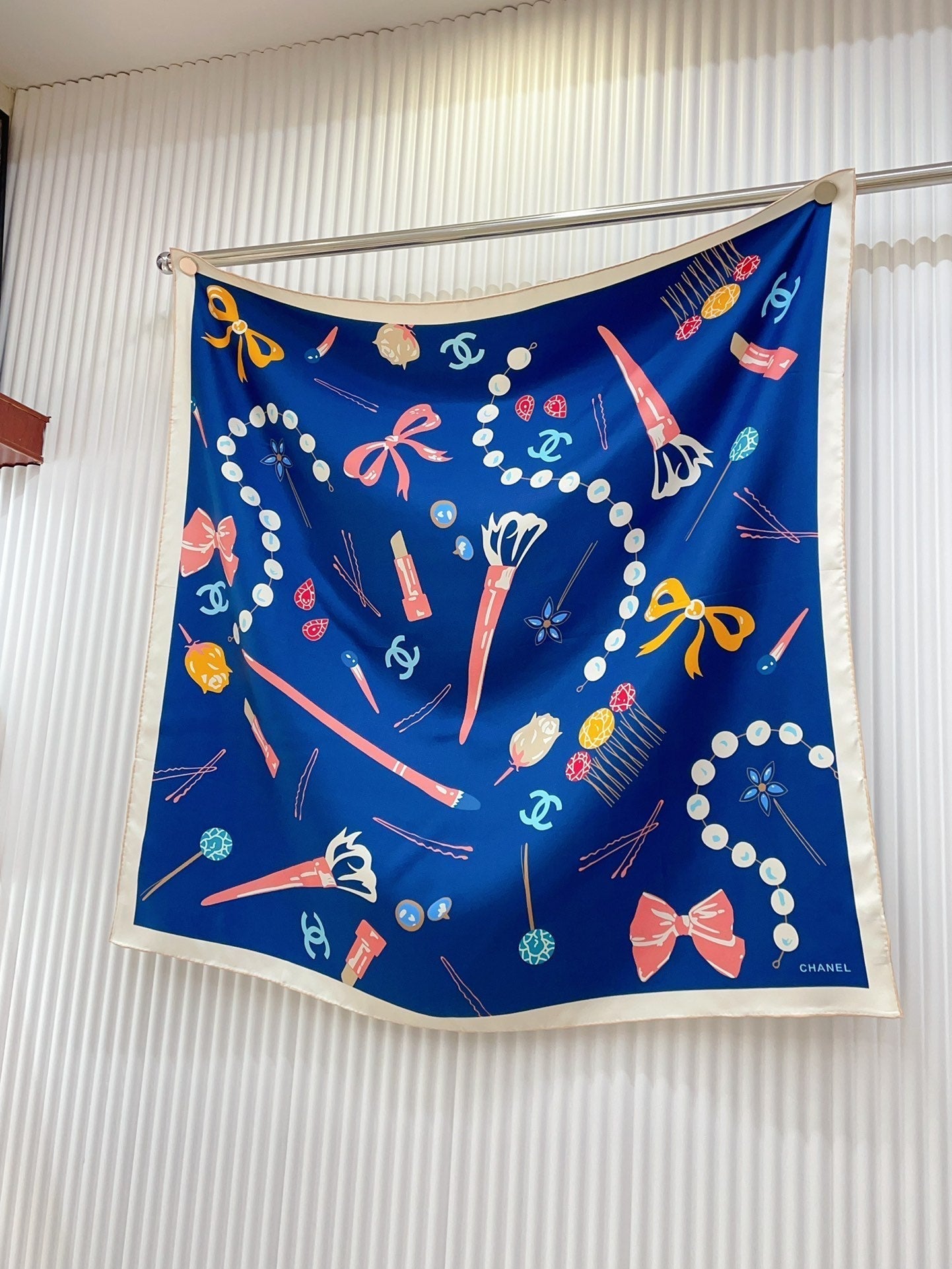 CC Square Scarf 90 CM In Dark Blue Colorful Silk Twill 213690
