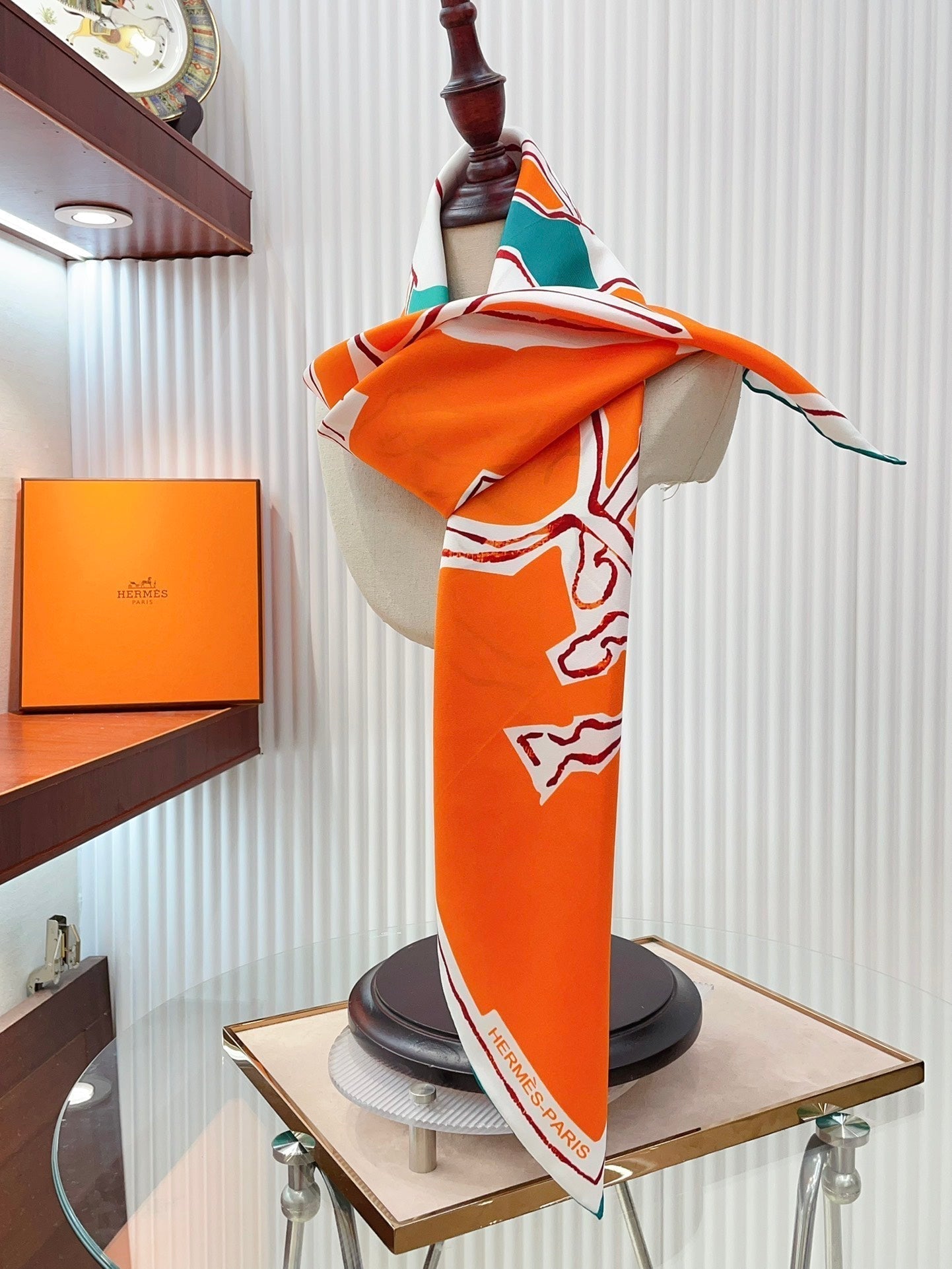 Choregraphie Equestre Scarf 90 CM In Orange Colorful Silk Twill 228977