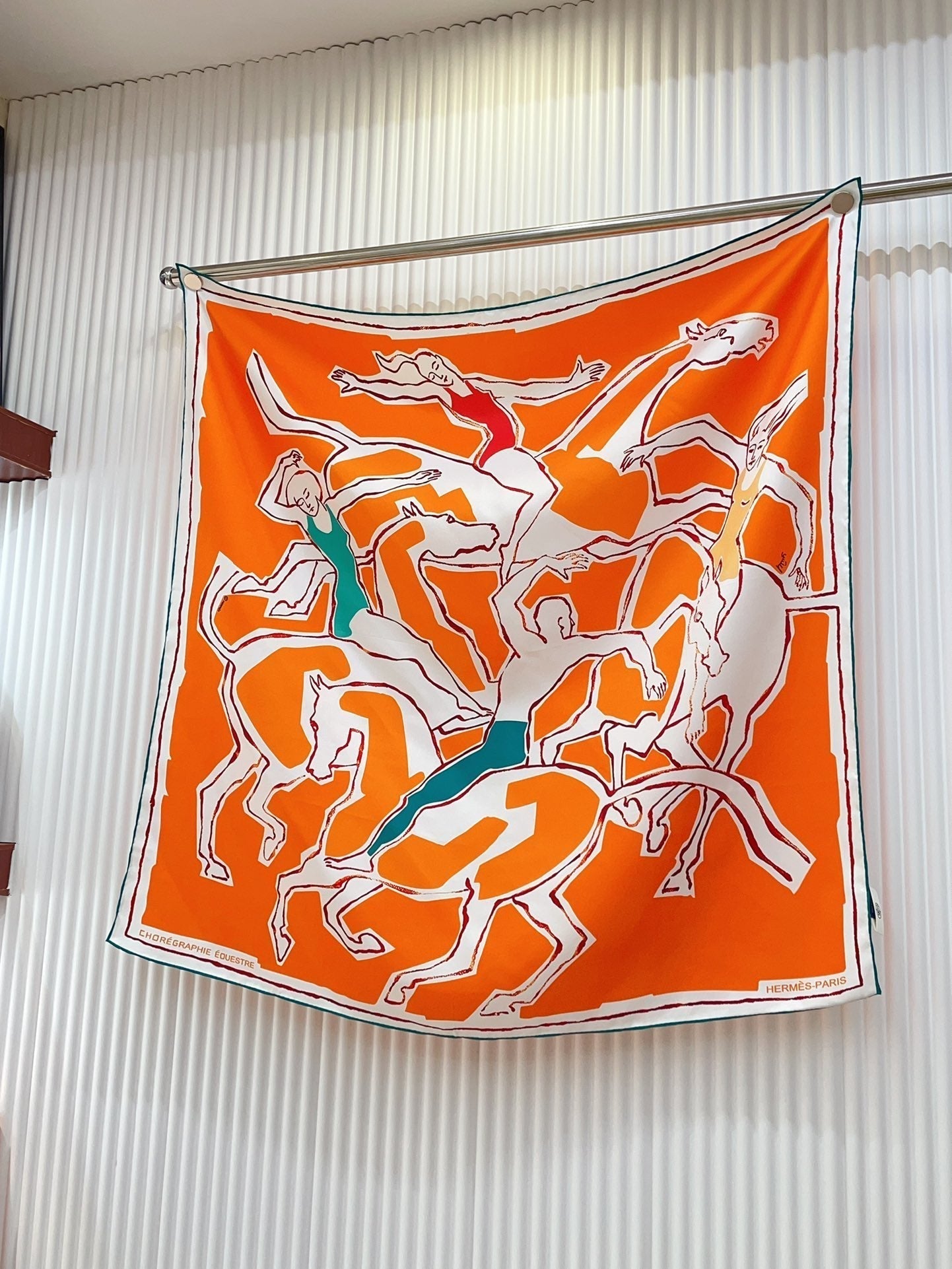 Choregraphie Equestre Scarf 90 CM In Orange Colorful Silk Twill 228977