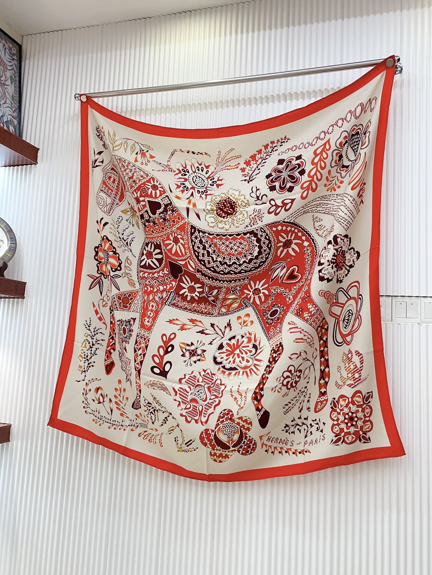 En Attendant Ulysse Shawl 140 CM In Red Colorful Cashmere And Silk 294496