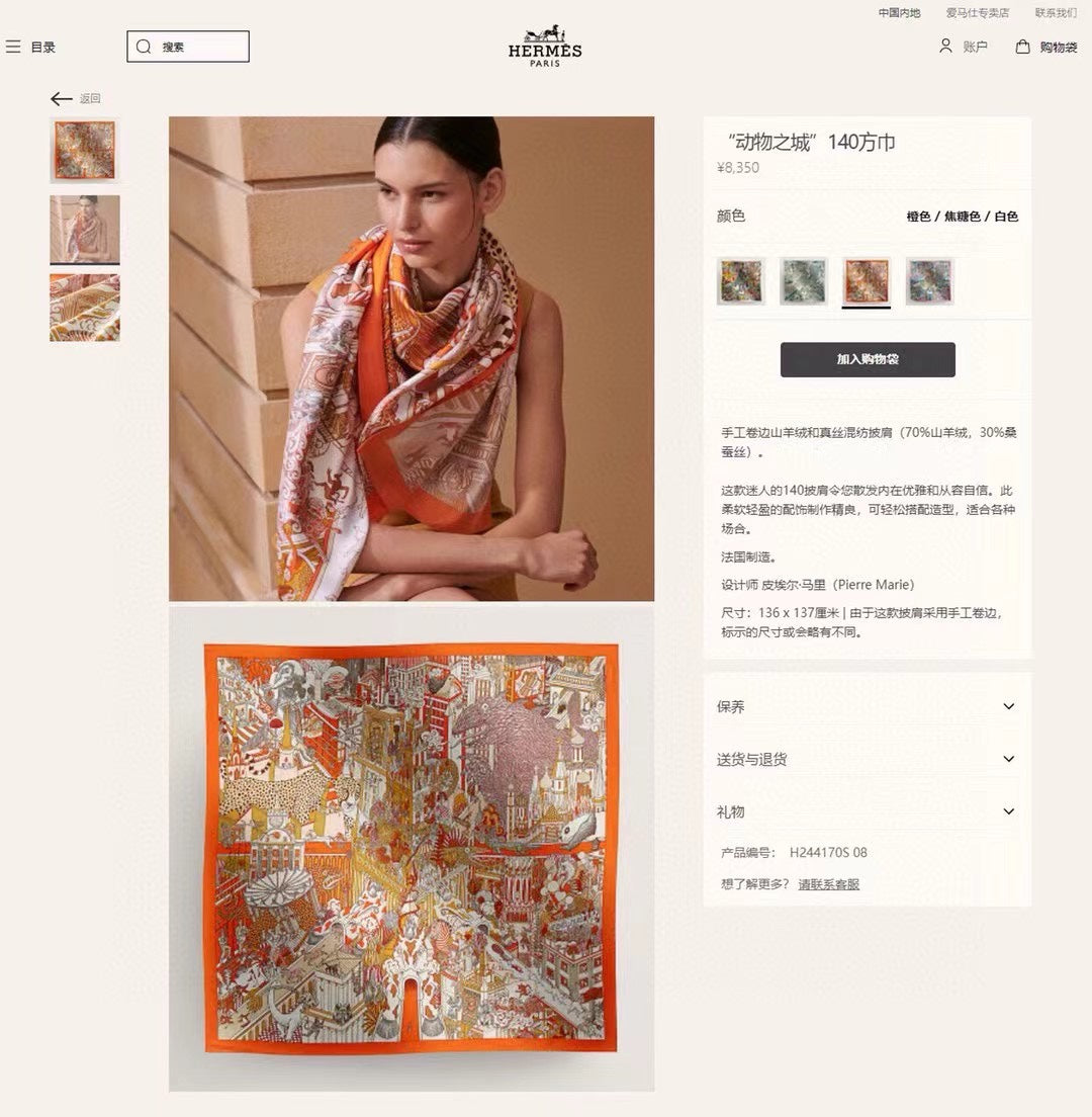 Animapolis Scarf Limited Edition 140 CM In Colorful Cashmere And Silk 306571