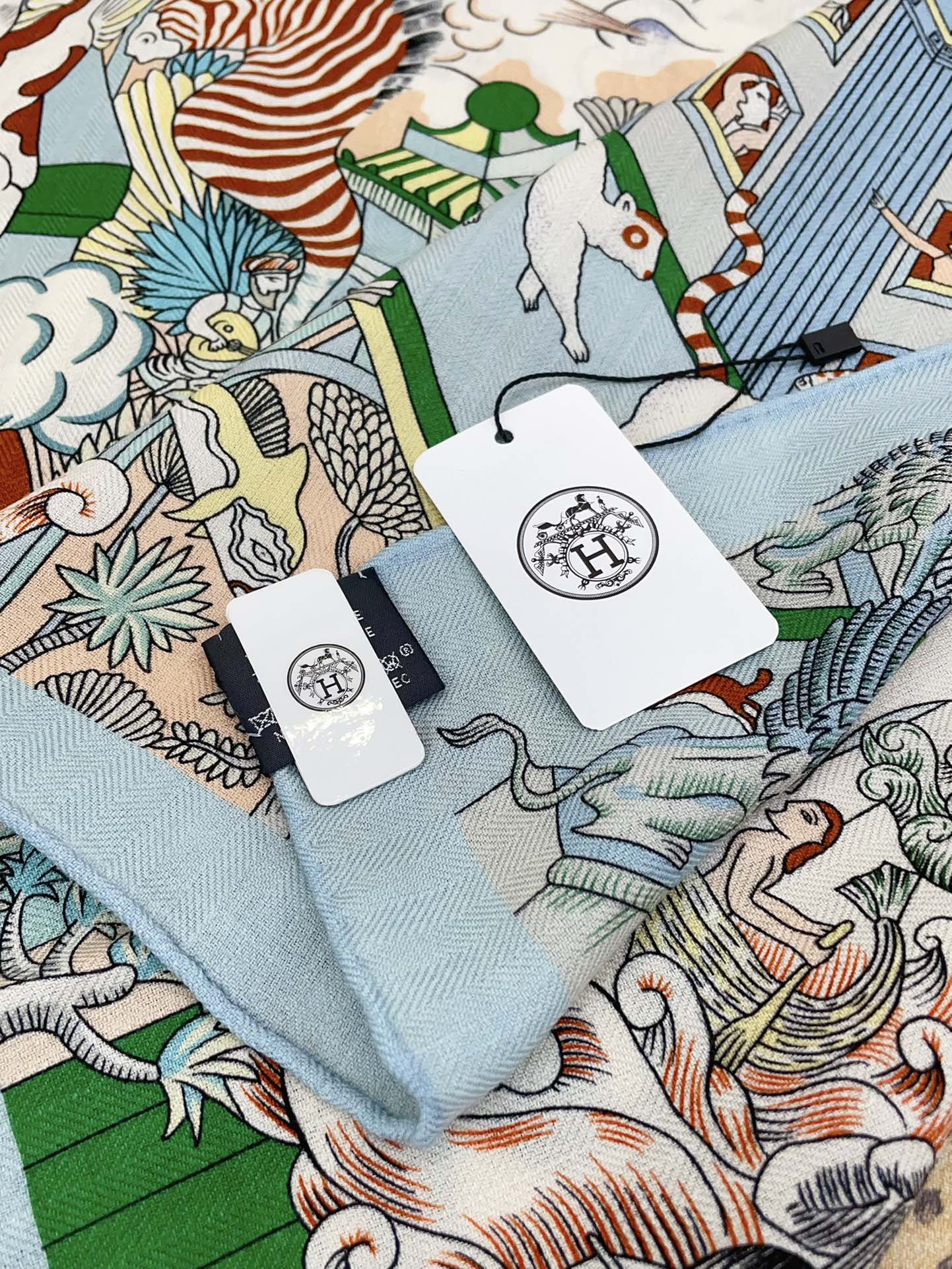 Animapolis Scarf Limited Edition 140 CM In Colorful Cashmere And Silk 306572