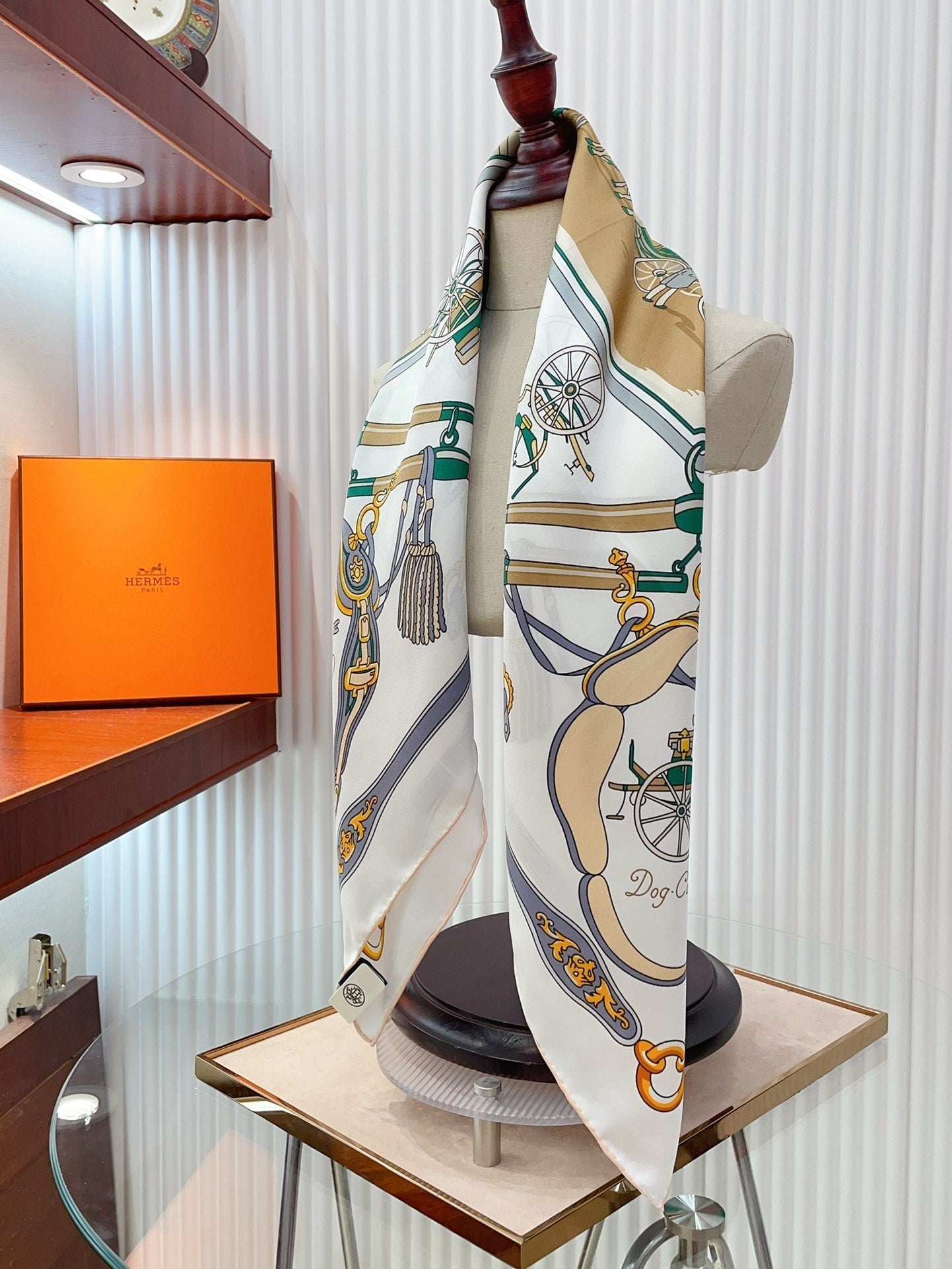 Palonniers scarf 90 CM In White Colorful Silk Twill 321911