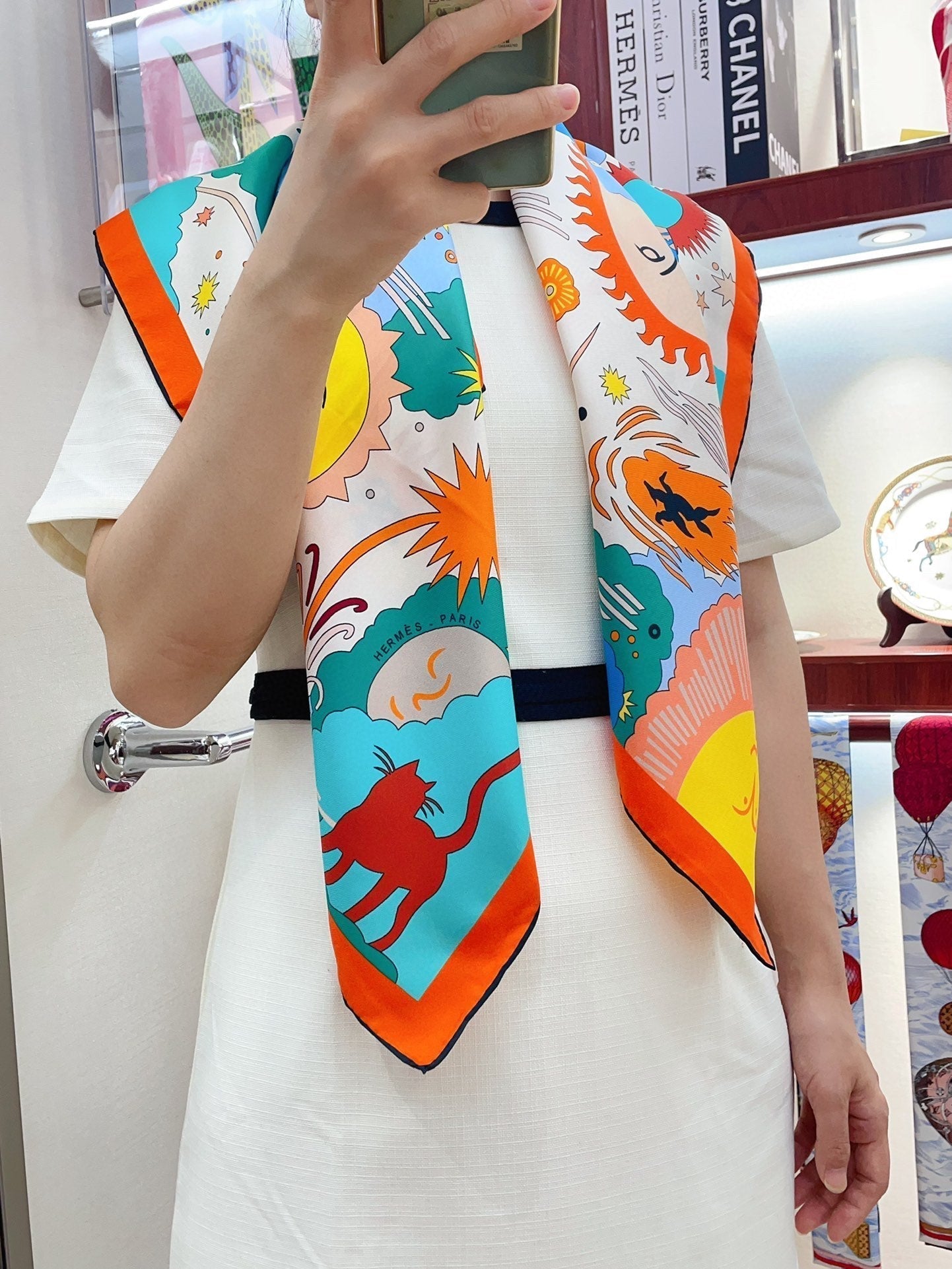 Au Royaume d'Helios Scarf 90 CM In Colorful Silk Twill 320651
