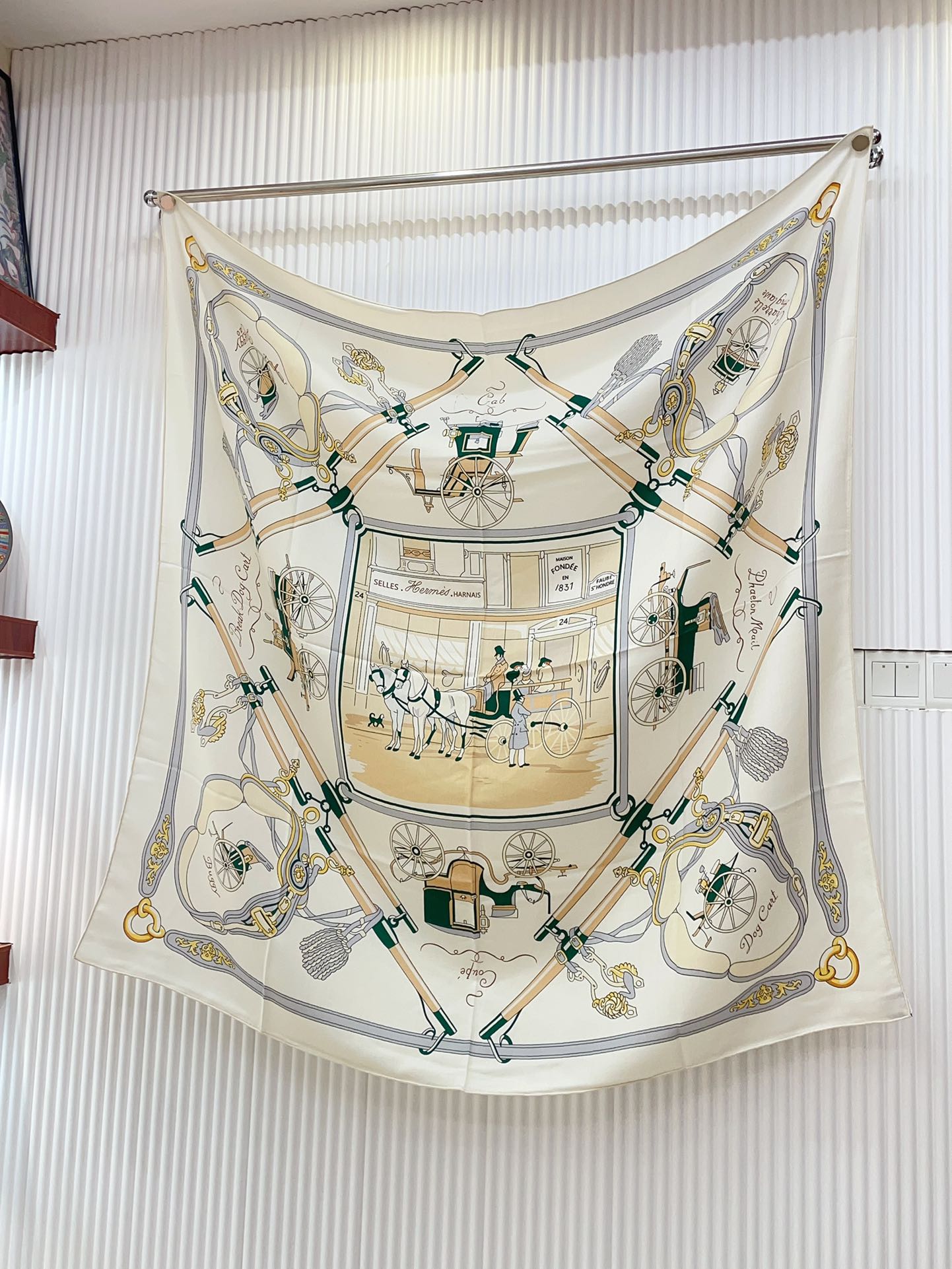 Palonniers Scarf 135 CM In White Colorful Cashmere And Silk 327471