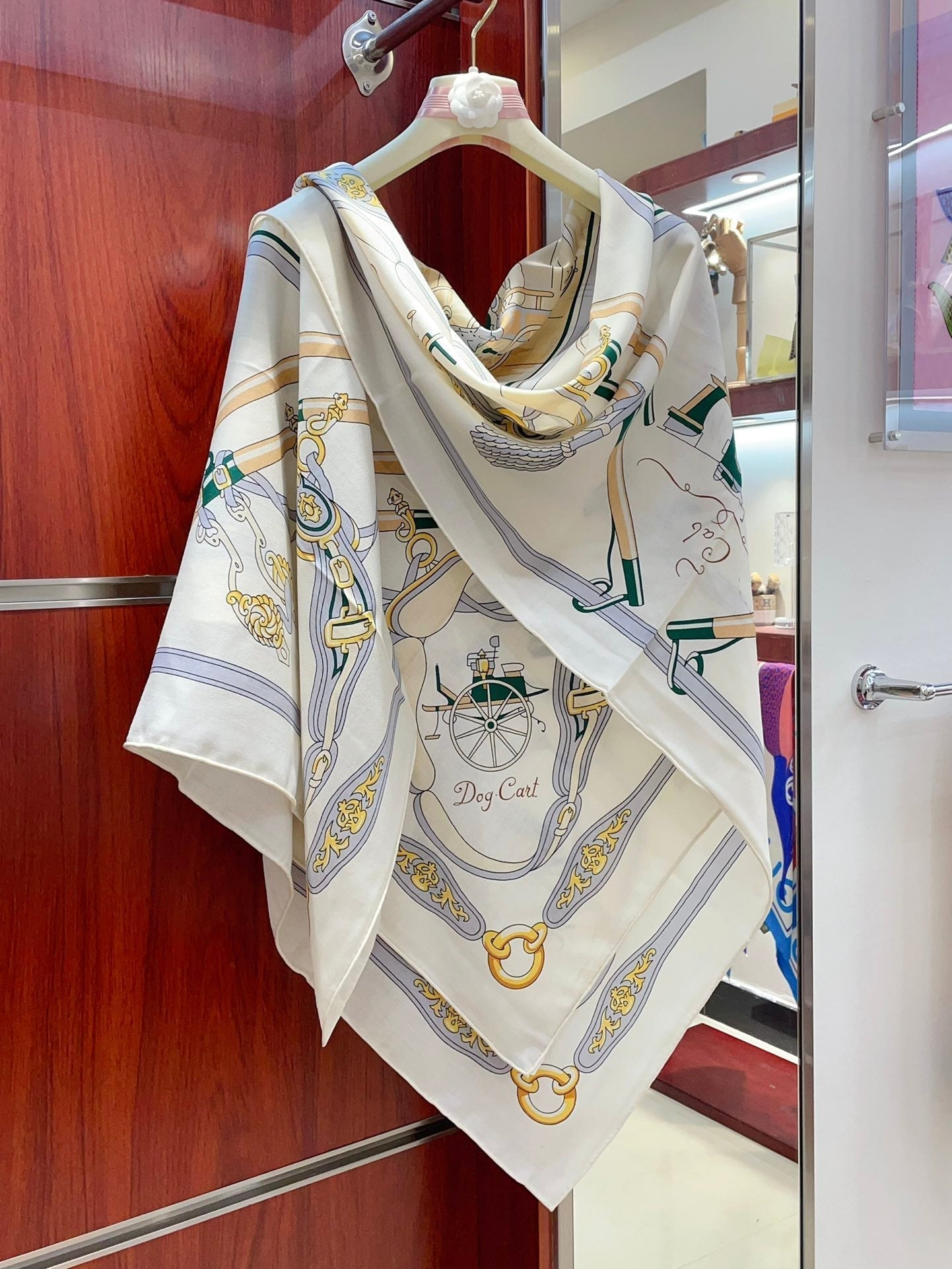Palonniers Scarf 135 CM In White Colorful Cashmere And Silk 327471