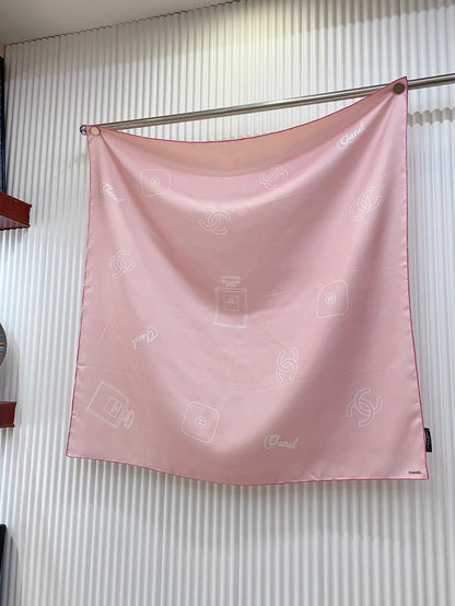 CC Square Scarf 90 CM In Pink Silk Twill 335844