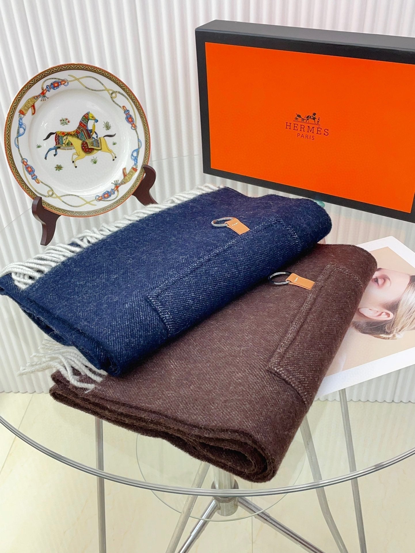 Cargo muffler Scarf 190 CM Dark Brown Wool 375382