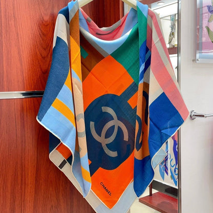 CC Square Scarf 140 CM In Colorful Cashmere Silk 376418