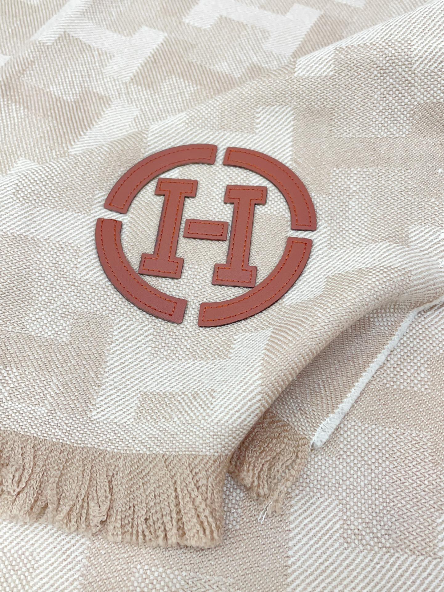 SCARF 200 CM IN TAN BROWN MONOGRAM CASHMERE