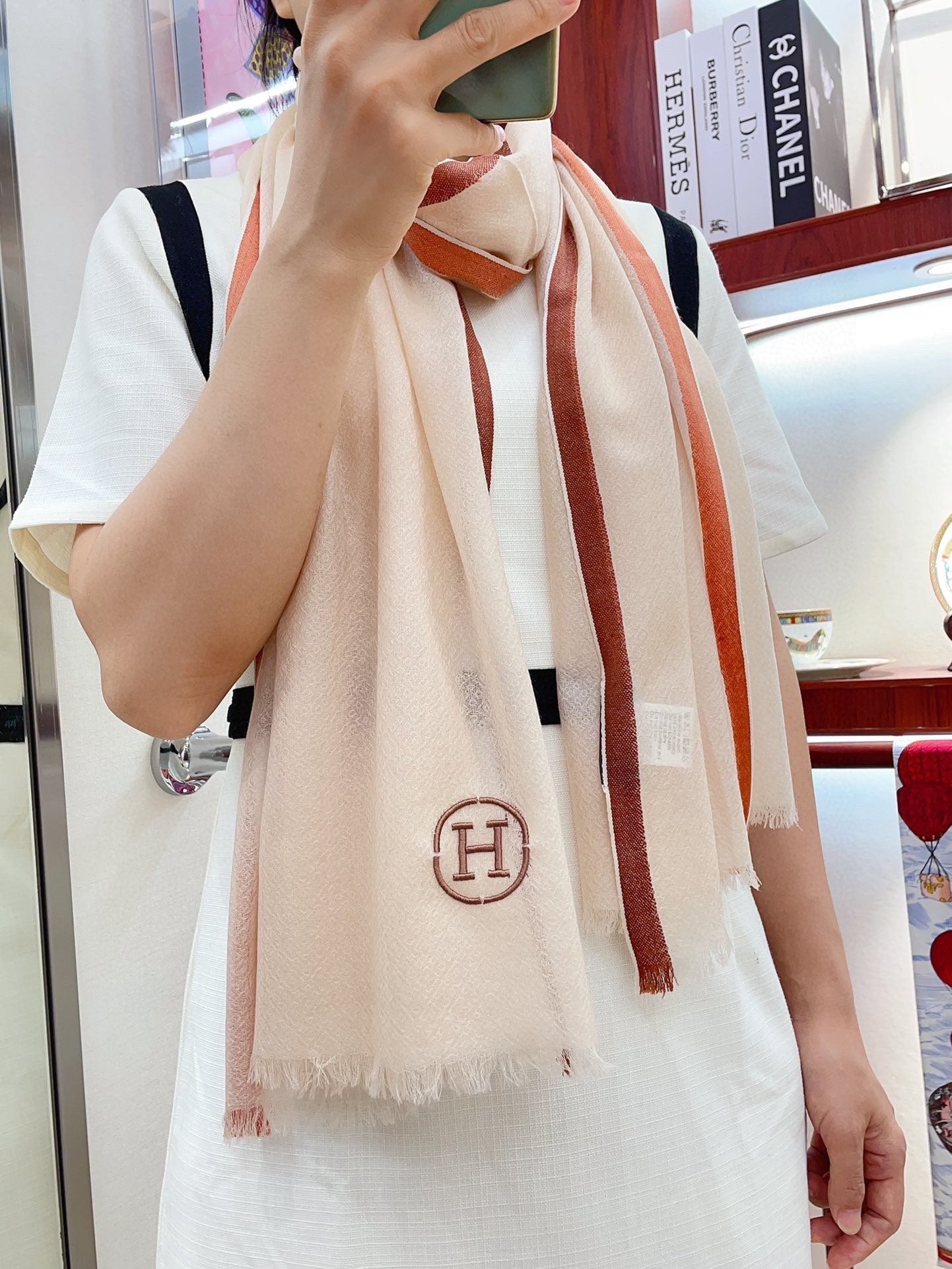 SCARF 180 CM IN BEIGE BISQUE CASHMERE 388145