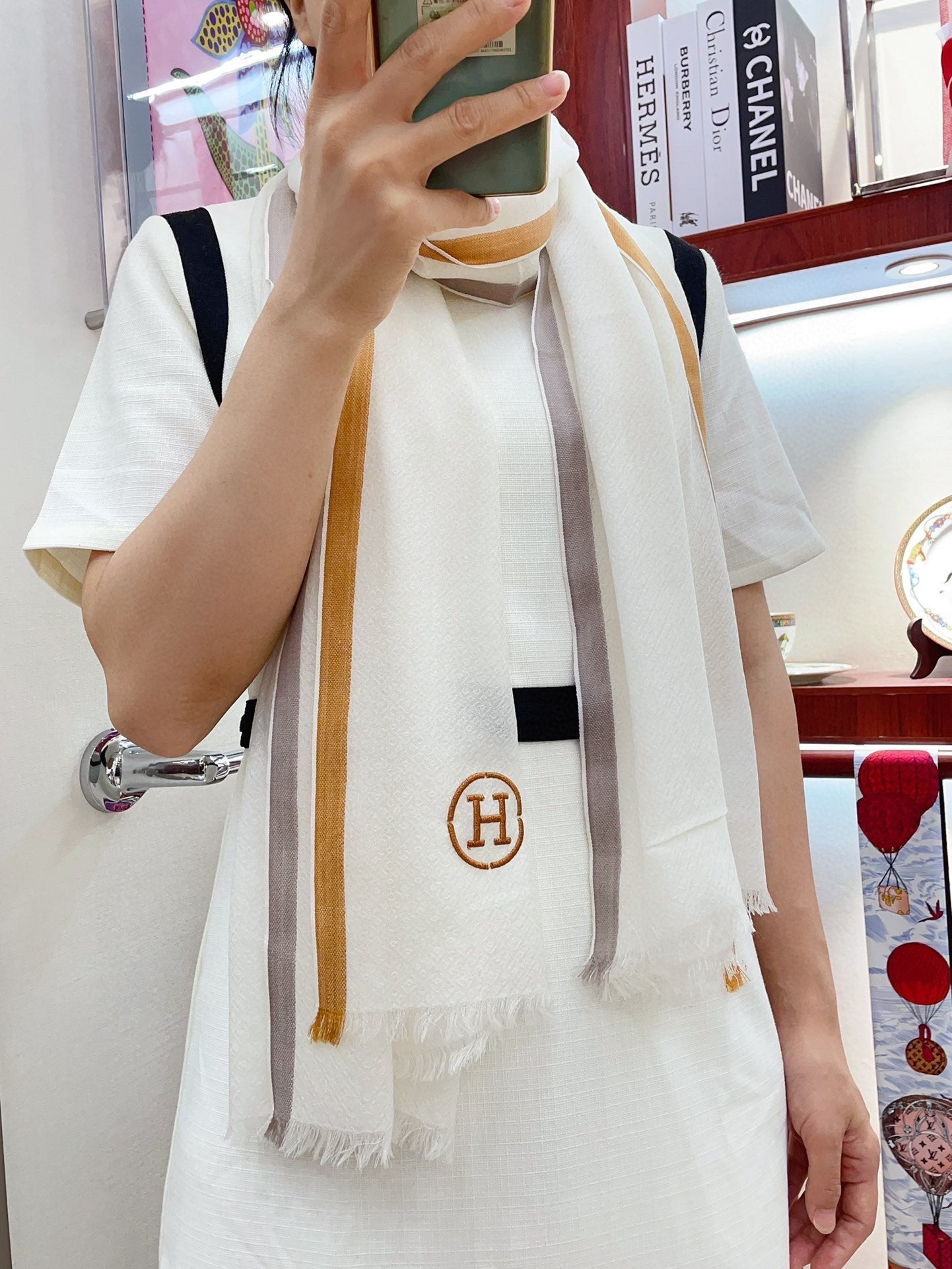 SCARF 180 CM IN WHITE CASHMERE 388147