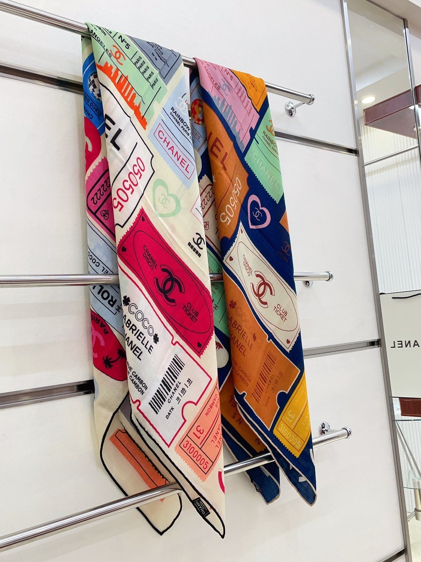 CC Square Scarf 140 CM In Multicolored Cashmere And Silk 388152