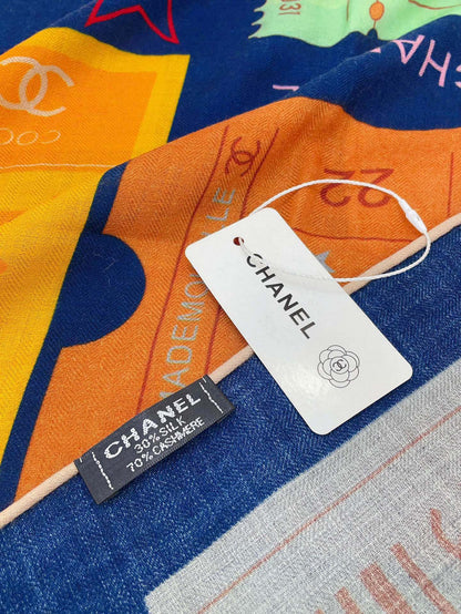 CC Square Scarf 140 CM In Multicolored Cashmere And Silk 388152