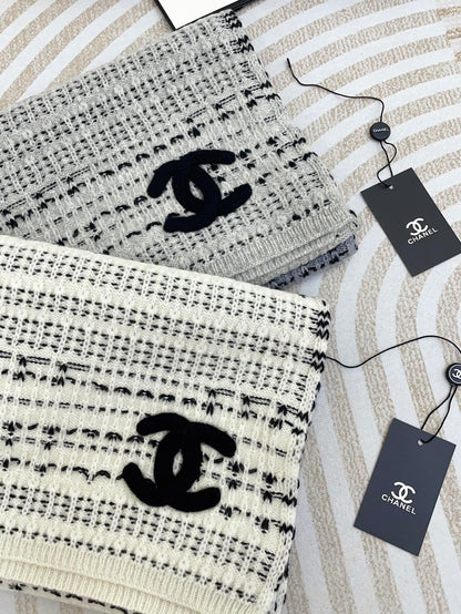 CC Scarf 180 CM In White Grey Mix Black Wool  388185