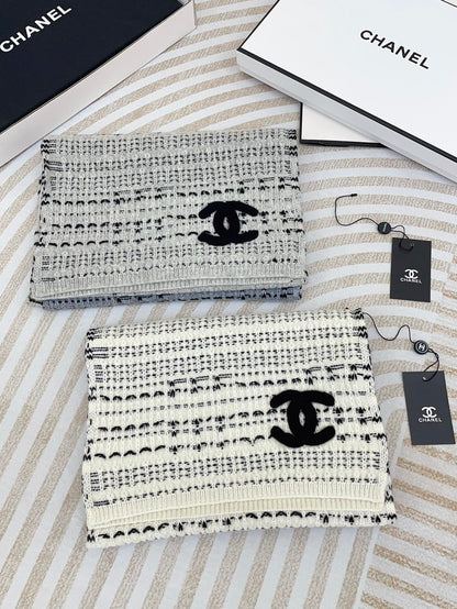 CC Scarf 180 CM In White Grey Mix Black Wool  388185