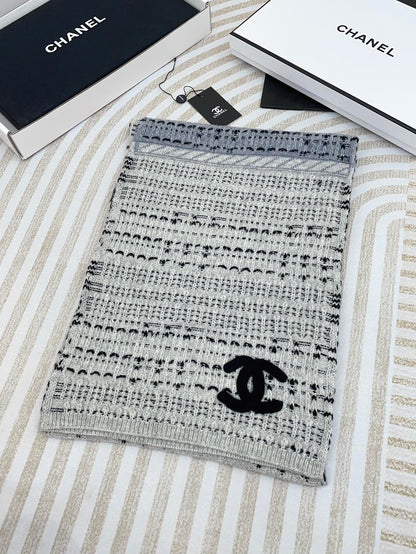 CC Scarf 180 CM In White Grey Mix Black Wool  388185