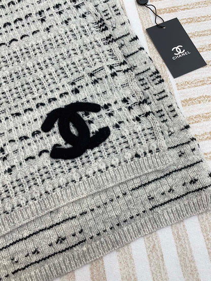 CC Scarf 180 CM In White Grey Mix Black Wool  388185