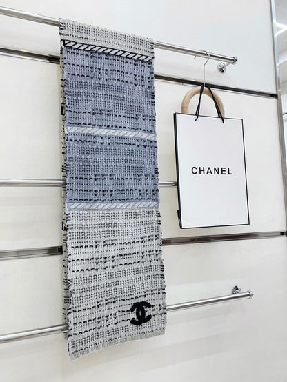 CC Scarf 180 CM In White Grey Mix Black Wool  388185