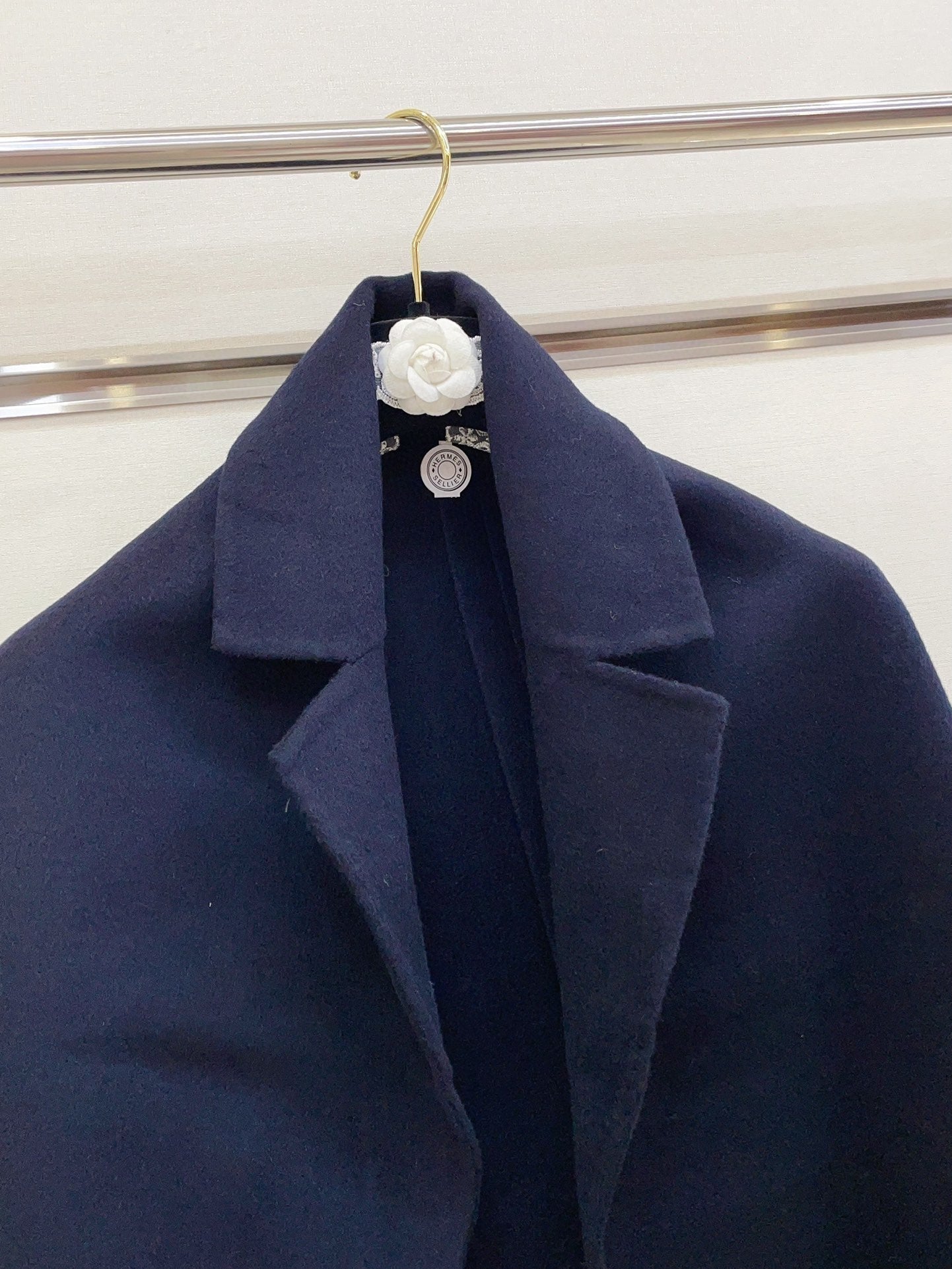 TROMPE L'OEIL STOLE IN NAVY BLUE CASHMERE
