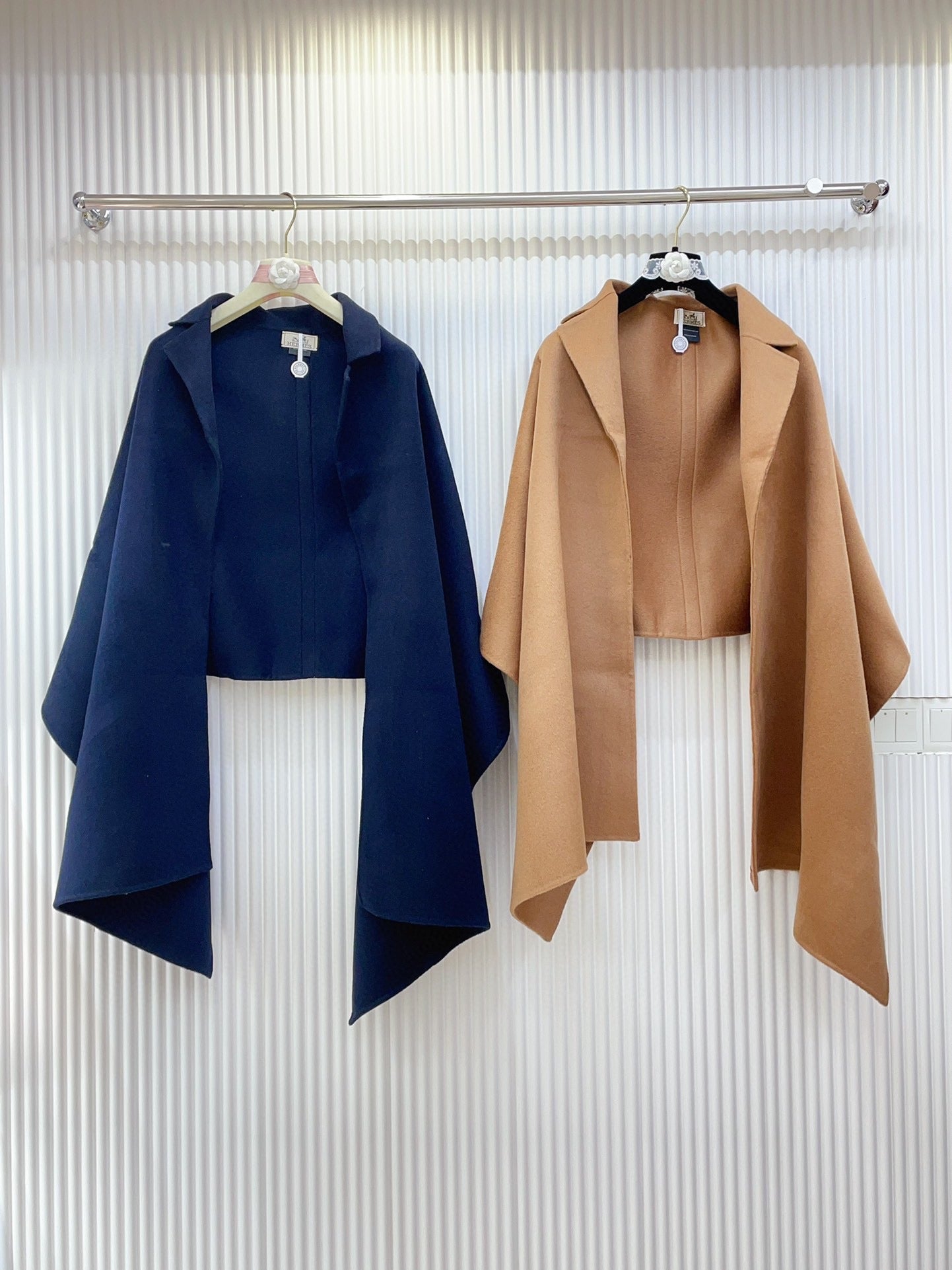 TROMPE L'OEIL STOLE IN NAVY BLUE CASHMERE