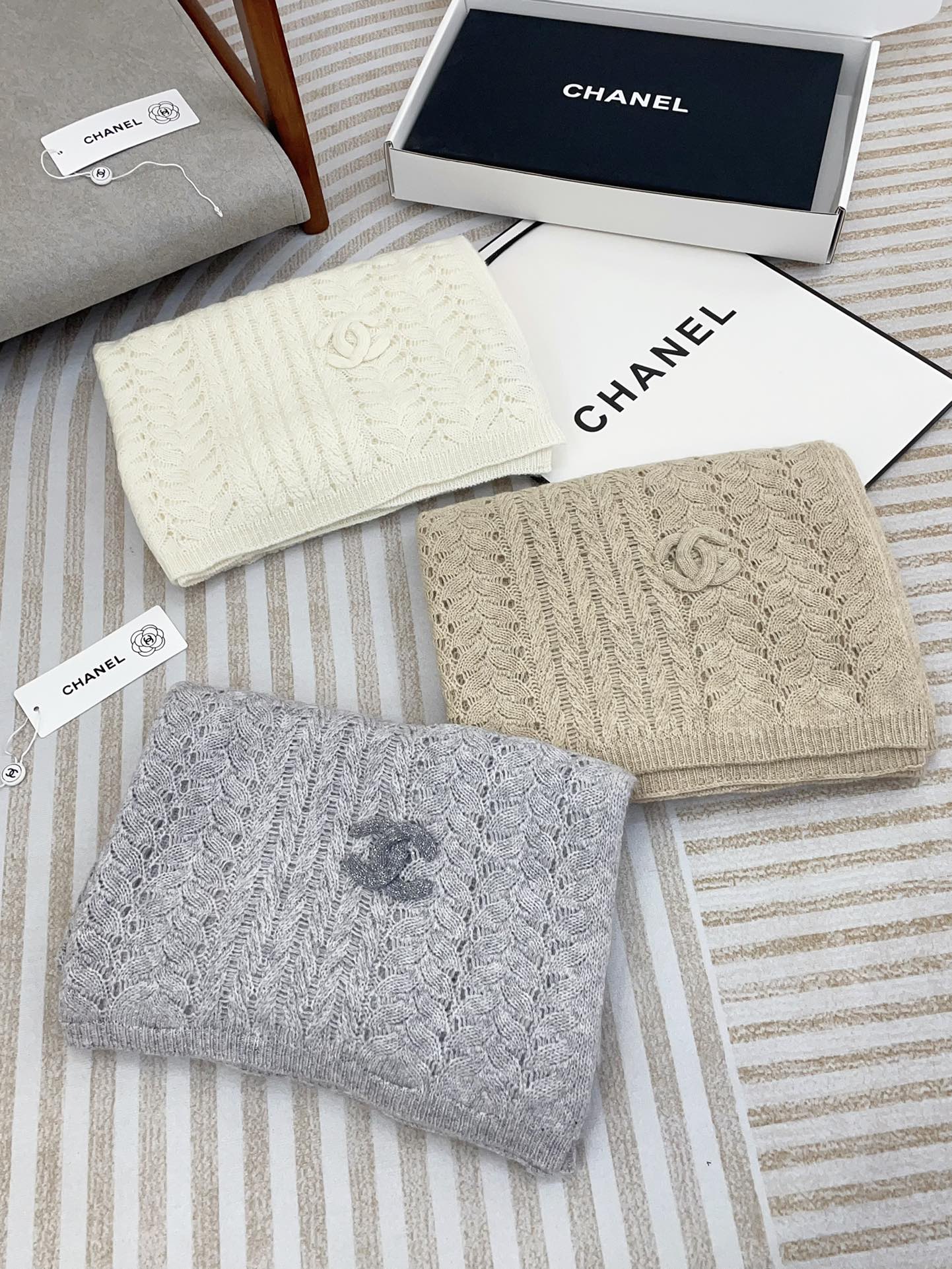 CC Scarf 190 CM In Beige Cashmere 396246