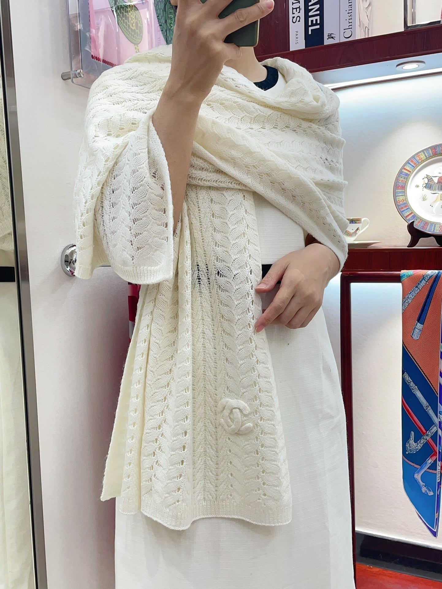 CC Scarf 190 CM In White Cashmere 396248